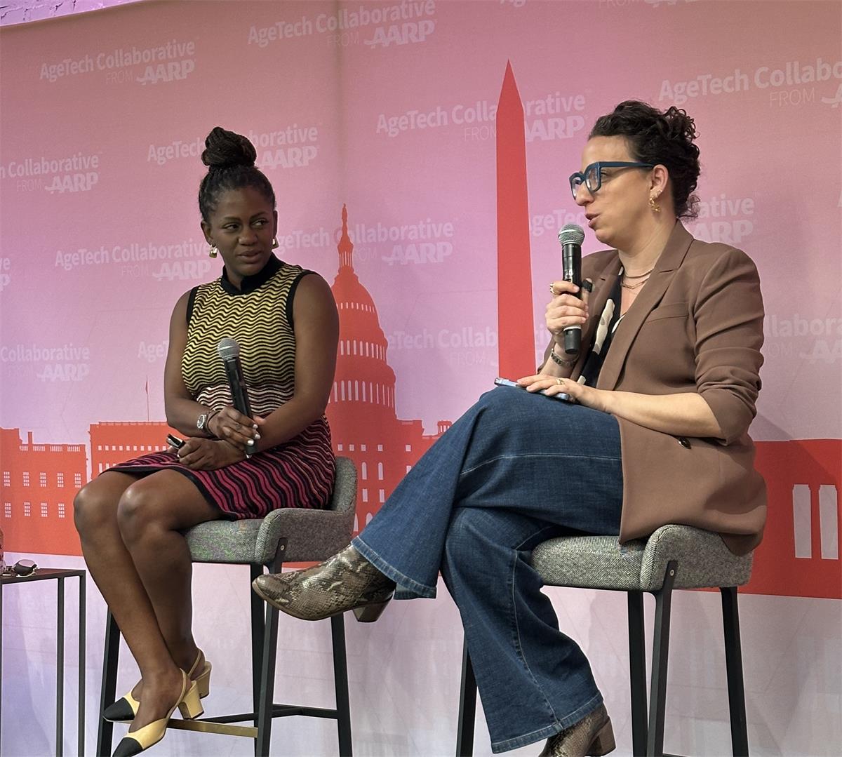 Speakers Monique Woodard and Elana Berkowitz share their insights from the stage.